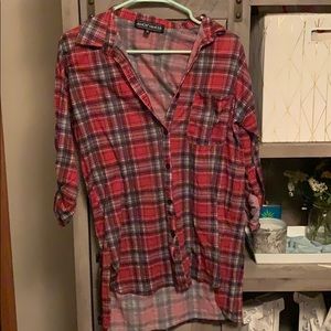 Red Flannel button down top